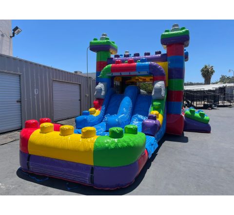 Dual Lane Mega Block Combo Water Slide (sku W311)