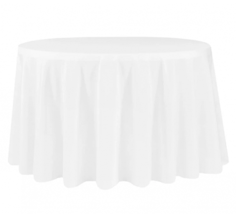 Economy Polyester Tablecloth 108" Round - White